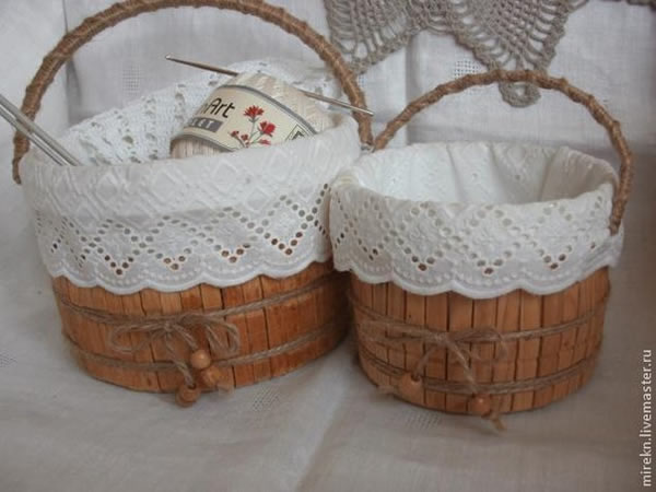 Cesto criativo decorado com prendedores de roupa Revista Artesanato Cesto criativo decorado com prendedores de roupa Revista Artesanato