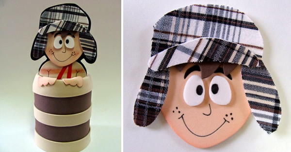 Lembrancinha do chaves feita com lata e EVA