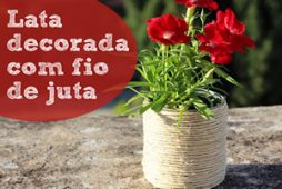 Lata decorada com fio de juta