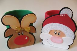 Papai Noel e Rena em EVA – porta trecos com lata