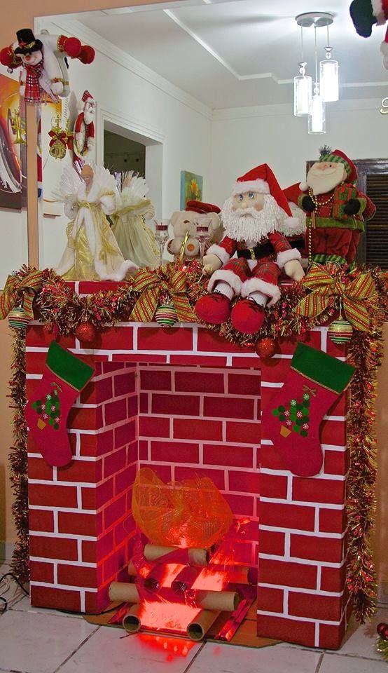 lareira de natal de papelão