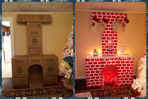 chaminé de natal de papelão