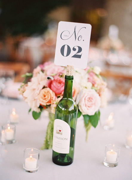 numeração de mesa casamento com garrafa