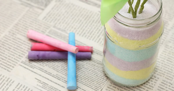 Vaso Decorado com Sal Colorido com Giz