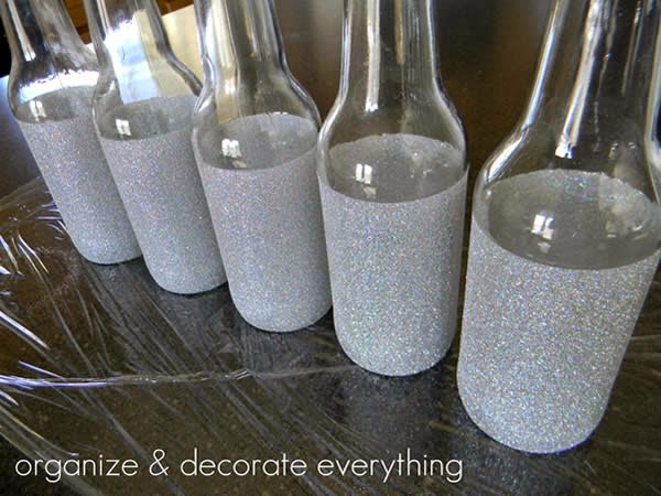 garrafa decorada com glitter