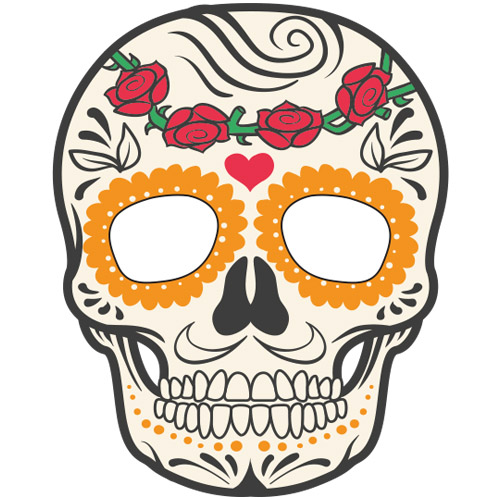 máscaras de Halloween para imprimir caveira mexicana 