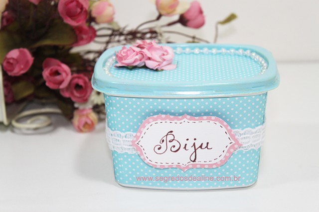 porta jóias de pote de margarina decorado