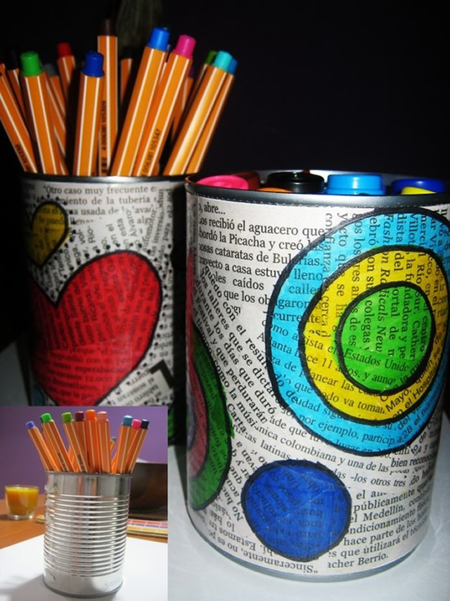 latas decoradas com papel