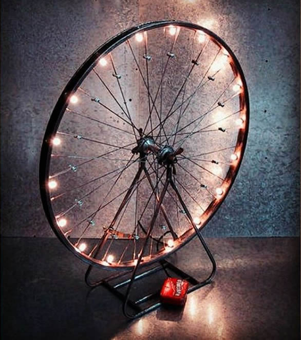 luminária aro de bicicleta