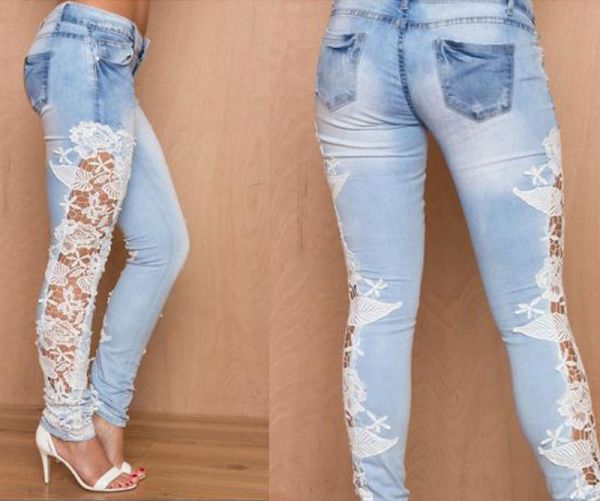 saia jeans customizada com renda