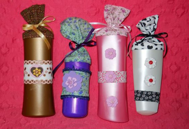 artesanato com pote de shampoo