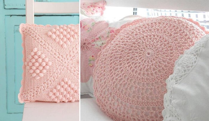 decoração almofadas de crochê