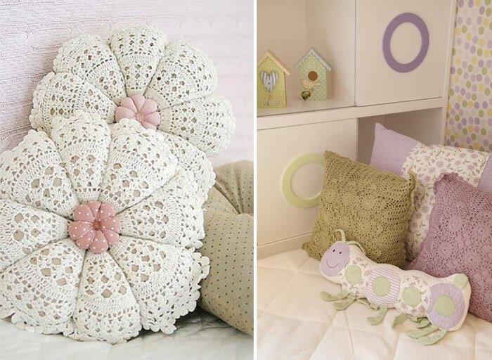 decoração almofadas de crochê