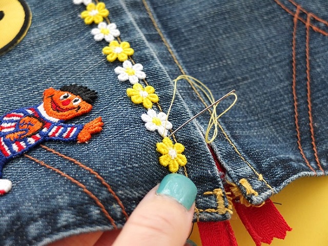 porta-moedas em tecido jeans