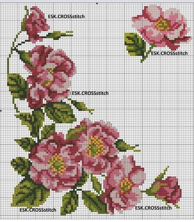 gráficos de flores em ponto cruz