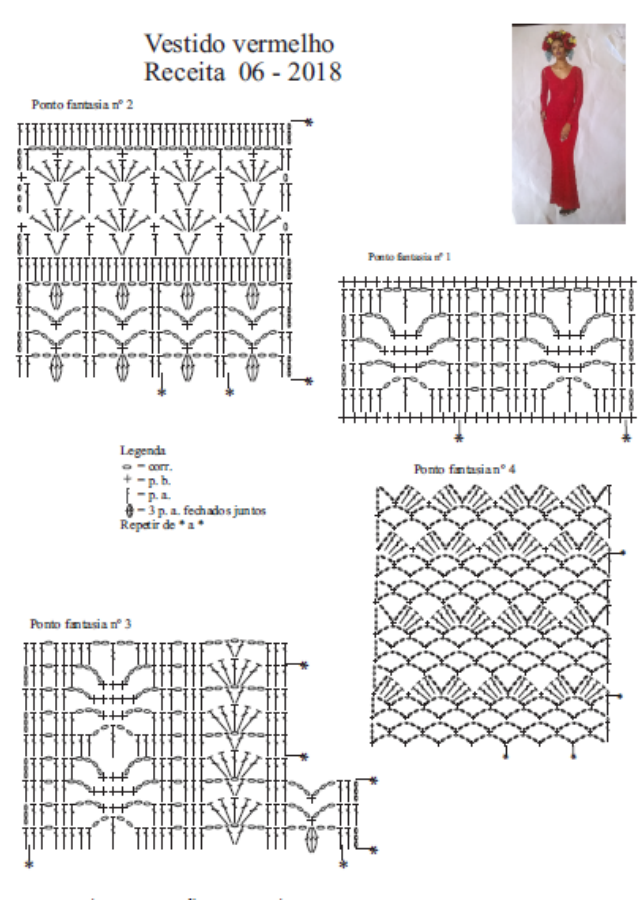 vestido de crochê com gráfico