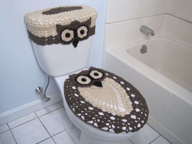 coruja de crochê para banheiro