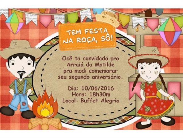 convite festa junina para editar grátis