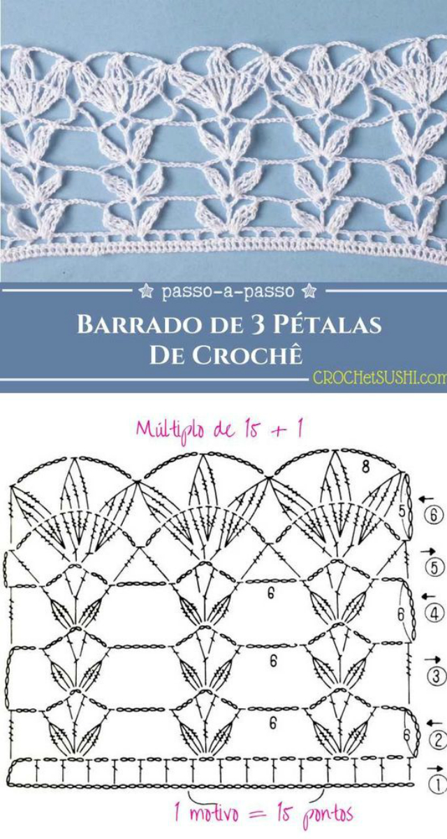 gráficos de bicos de crochê para imprimir