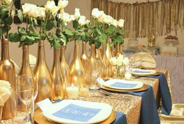 Mesa decorada bodas de ouro