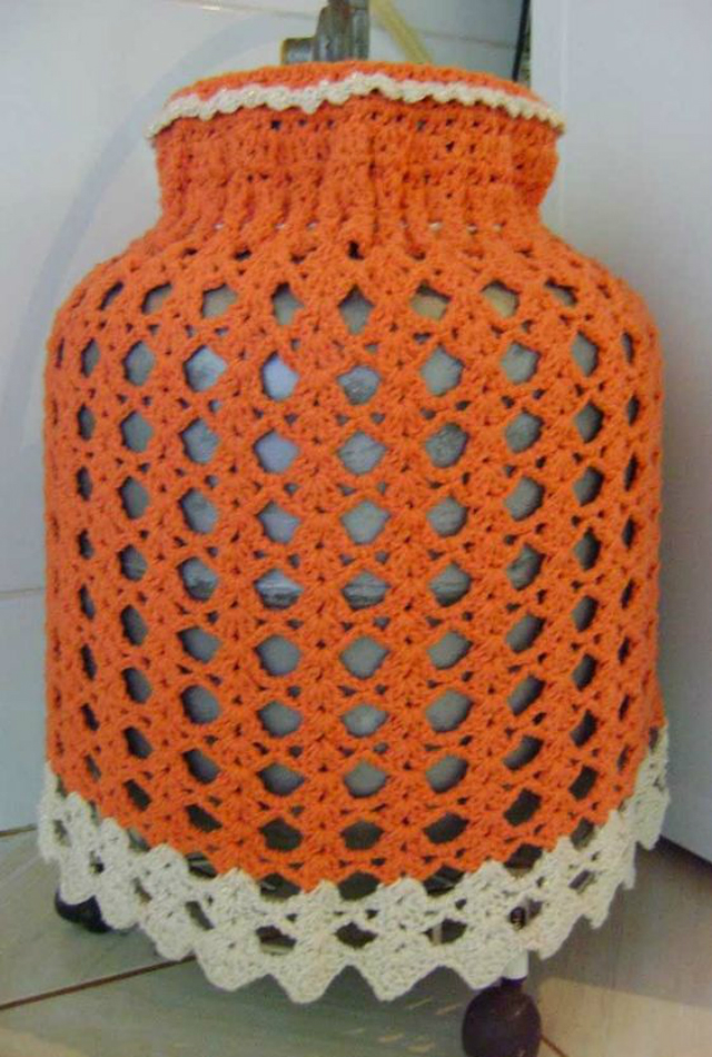 Capa de botijão de crochê laranja