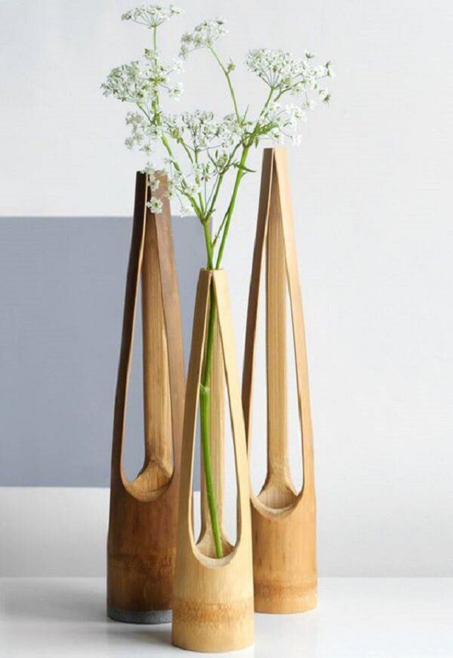 artesanato de bambu vasos