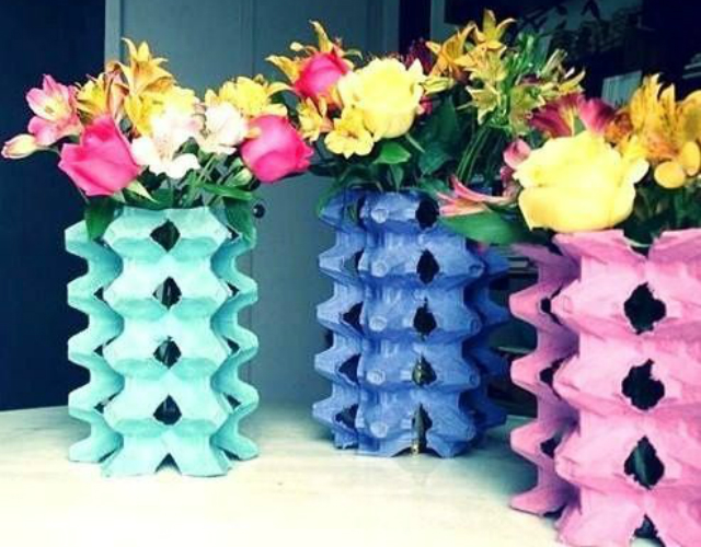 Vasos de planta de caixa de ovo