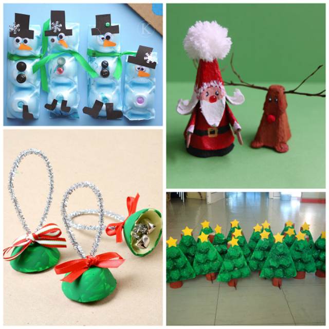 Artesanato com caixa de ovo para o Natal