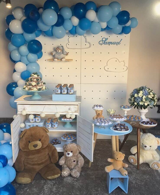 Decoração chá de fraldas azul