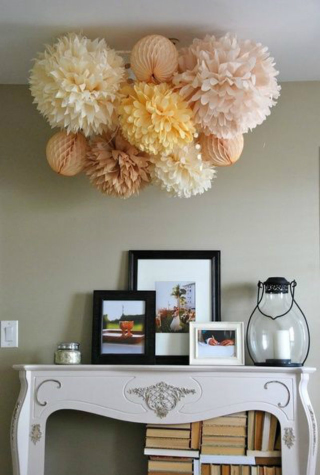 decoração com papel crepom teto