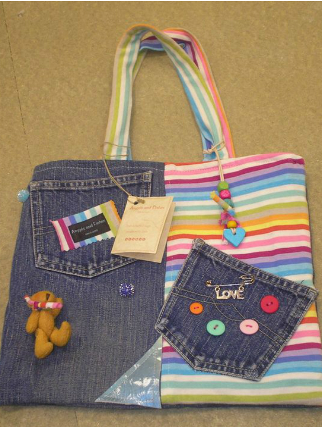 Bolsa de retalhos jeans 