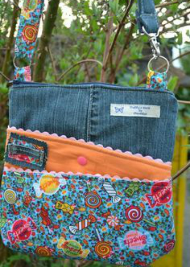 bolsa de retalho jeans