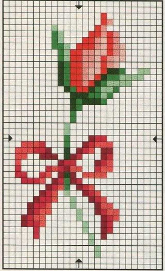 Gráfico de rosa com laço em ponto cruz