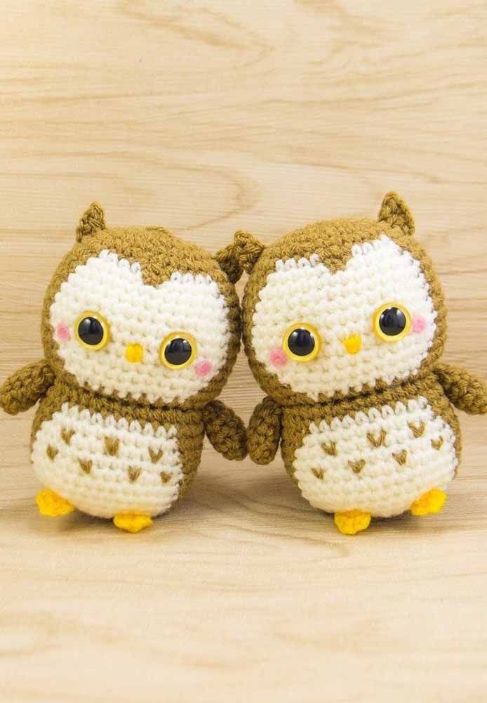 Corujas de amigurumi