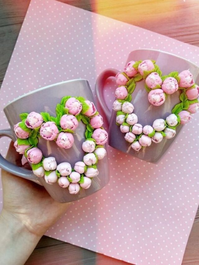 Canecas Decoradas com Biscuit para o Dia das Mães