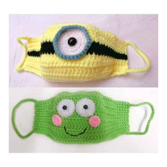 Máscaras de proteção de crochê dos minions 