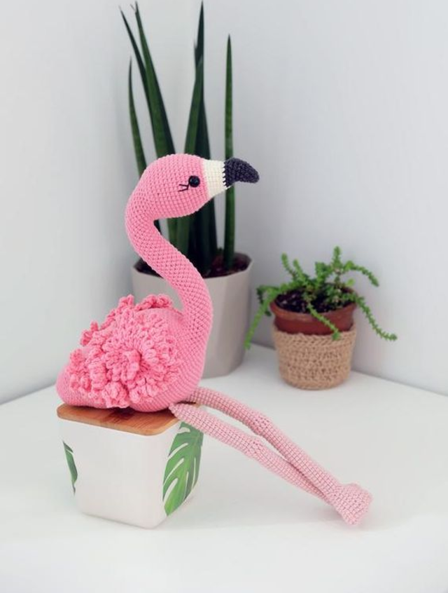 Flamingo de amigurumi