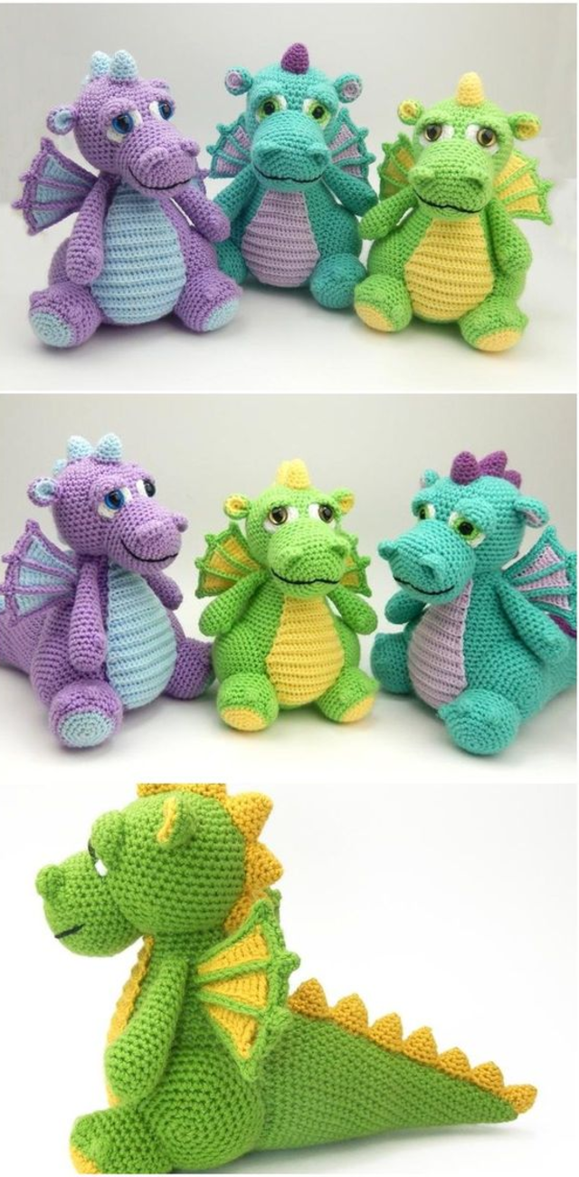 Dragões de amigurumi