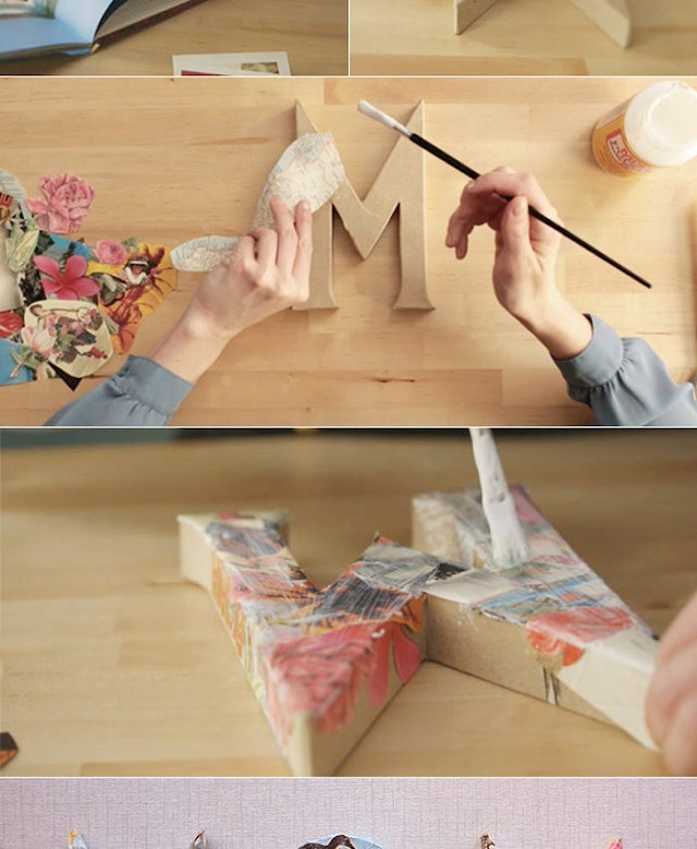 Letra 3D com decoupage