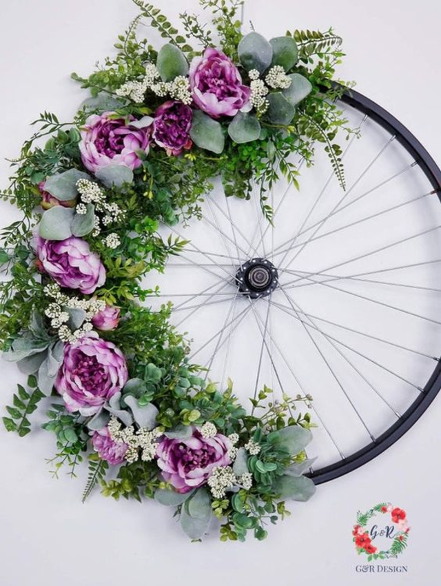 Decoração com roda de bicicleta