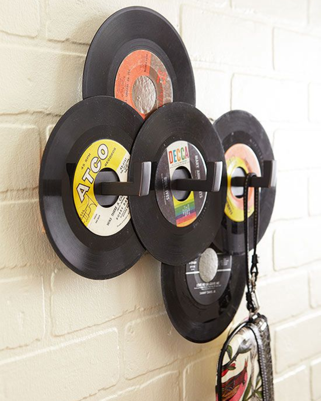 Decoração com disco de vinil