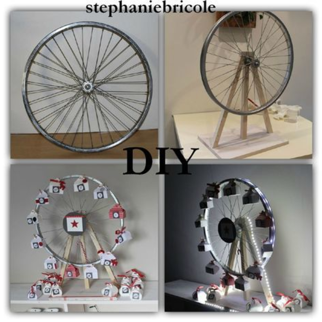 Decoração com roda de bicicleta