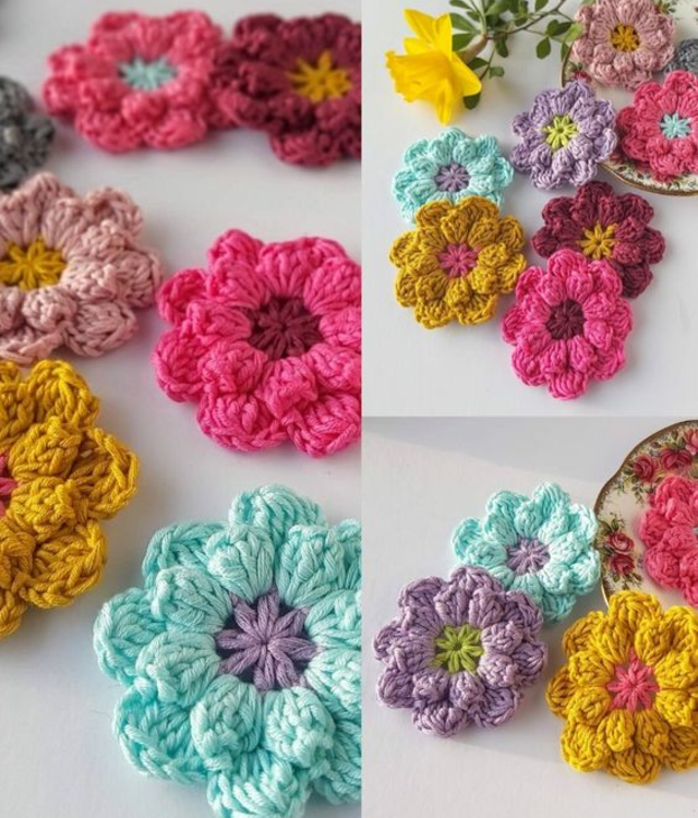 Flores de crochê para aplicação