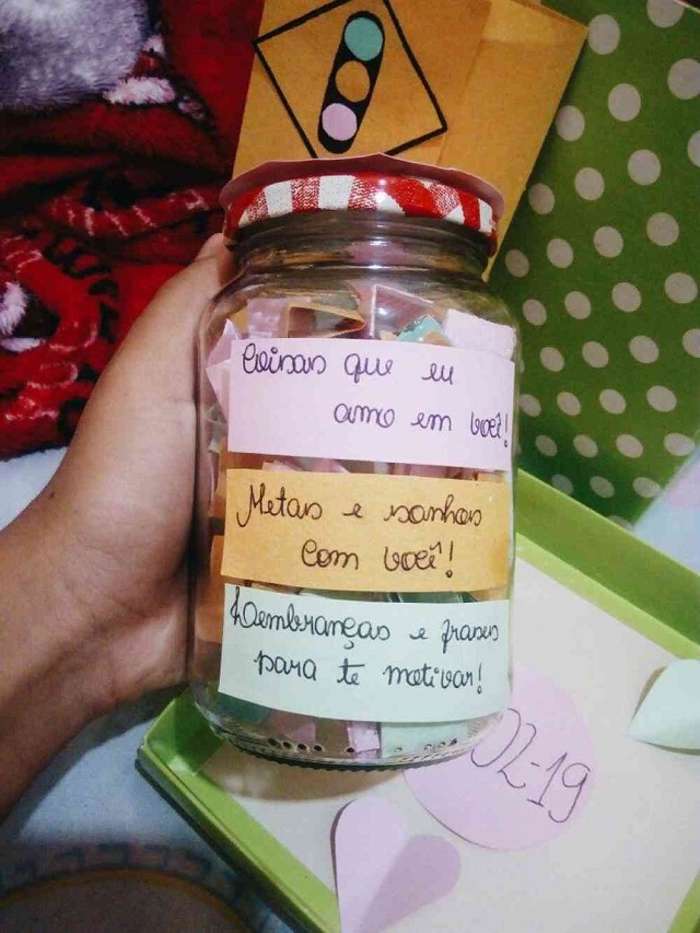 pote de bilhetes para namorada