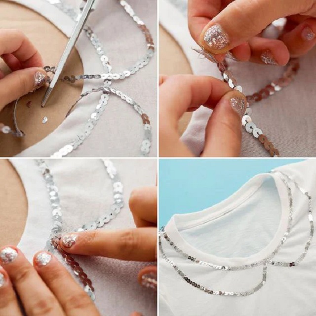 Blusa customizada com lantejoula 