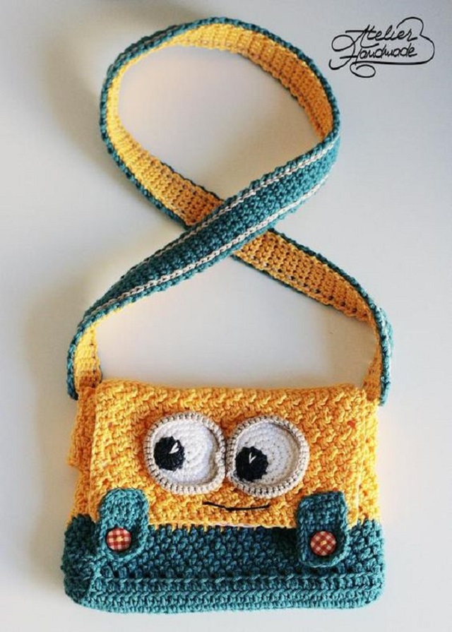 Bolsa de crochê infantil dos Minions
