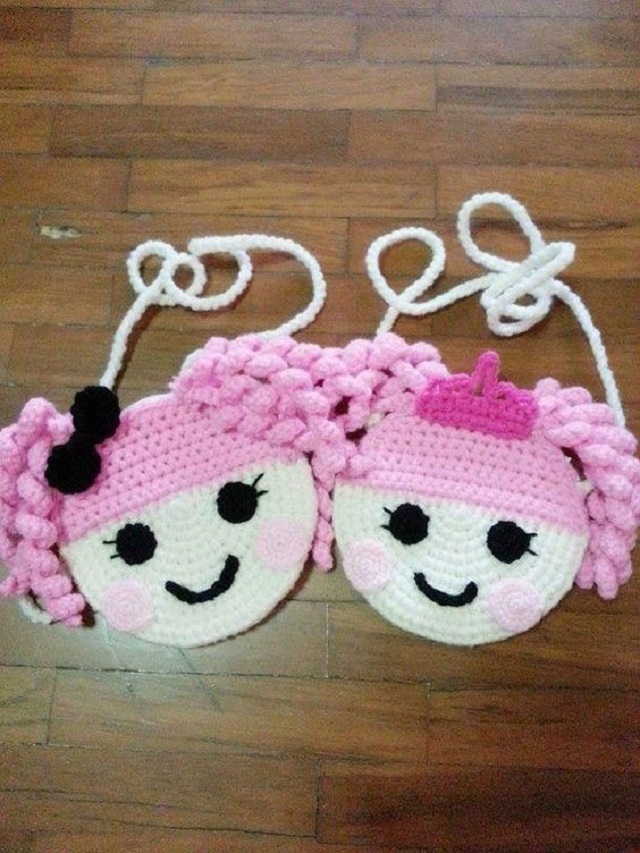 Bolsa de crochê infantil de menina