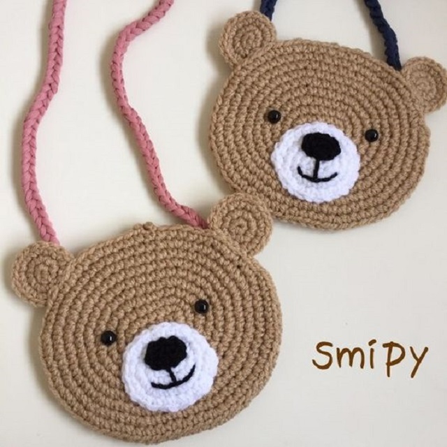 Bolsas de crochê infantil de urso