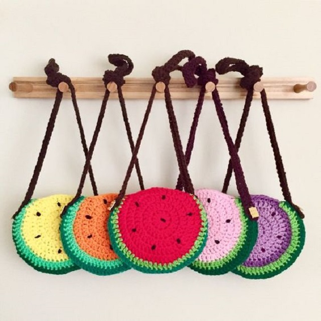 Bolsas de crochê infantil de melancia 