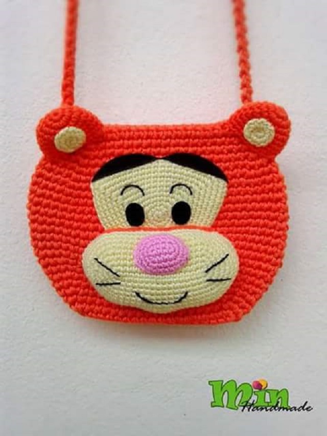 Bolsa de crochê infantil do Tigrão